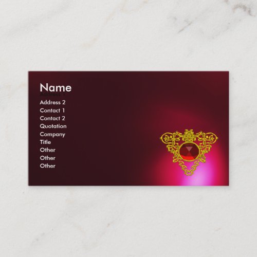 GOLD CELTIC HEART JEWEL Red Ruby GemstoneBurgundy Business Card