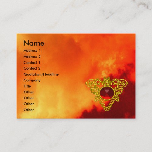 GOLD CELTIC HEART JEWELRUBY GEM Red Yellow Sky Business Card