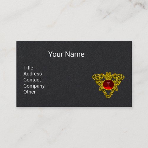 GOLD CELTIC HEART JEWEL WITH RED RUBY Black Business Card