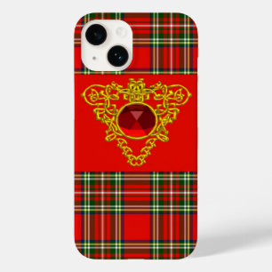 GOLD CELTIC HEART,RUBY, RED GREEN SCOTTISH TARTAN Case-Mate iPhone 14 CASE