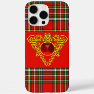 GOLD CELTIC HEART,RUBY, RED GREEN SCOTTISH TARTAN iPhone 16 PRO MAX CASE