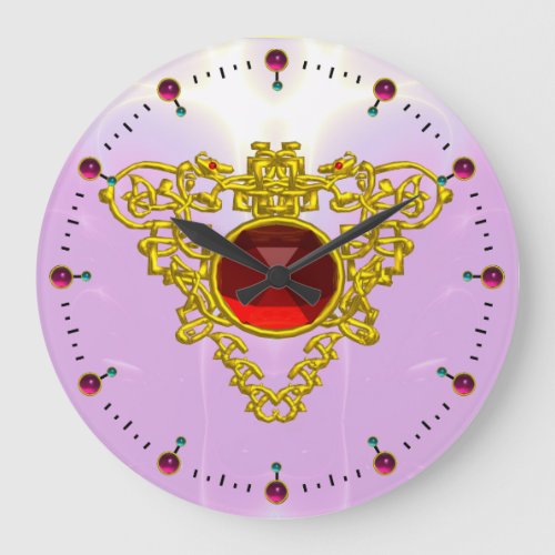 GOLD CELTIC HEART WITH  RED RUBYBlack Large Clock