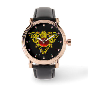 GOLD CELTIC HEART WITH  RED RUBY,Black Watch