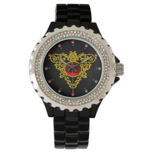 GOLD CELTIC HEART WITH  RED RUBYBlack Watch