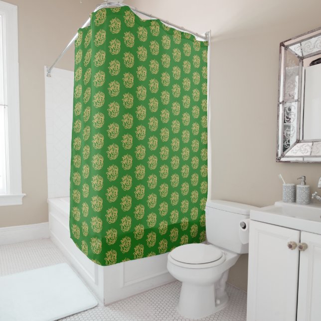 Gold Celtic Horse Pattern  Shower Curtain (In Situ)
