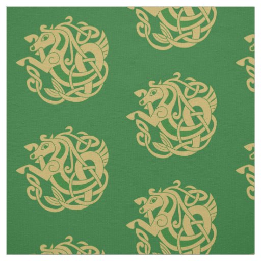 Gold Celtic Horse Symbol Fabric