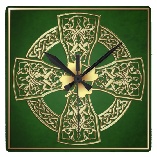 Gold Celtic Irish Square Clock