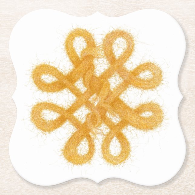GOLD CELTIC KNOT Bracket Paper Coasters (Front)
