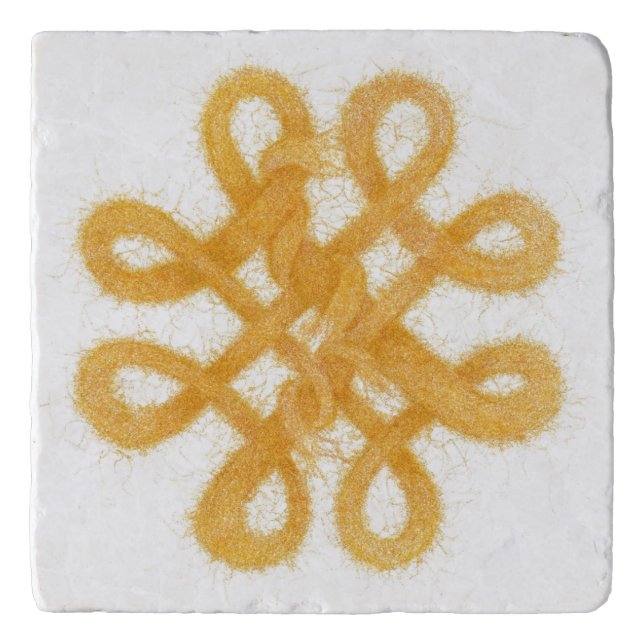 GOLD CELTIC KNOT Marble Trivet (Front)
