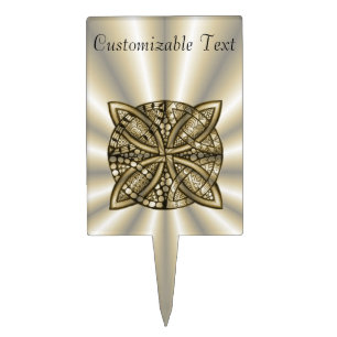 Gold Celtic Knot Original Artistic Design Cake Topper