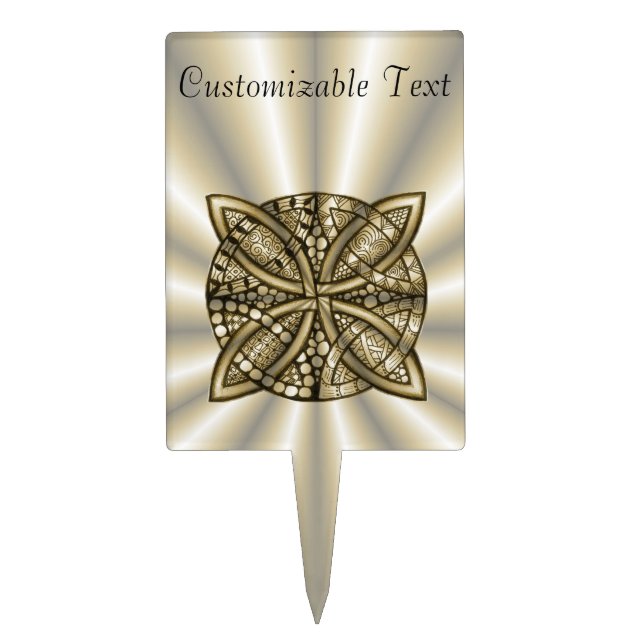 Gold Celtic Knot Original Artistic Design Cake Topper (Front)