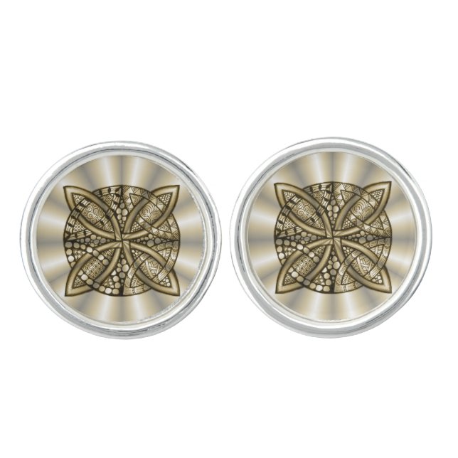 Gold Celtic Knot Original Artistic Design Cufflinks (Front)