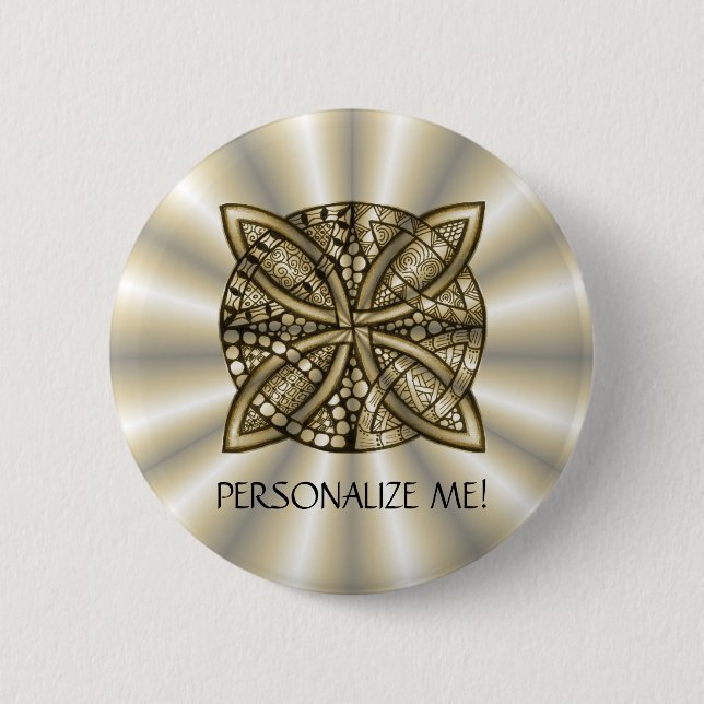 Gold Celtic Knot Original Artistic Design Pinback Button (Front)