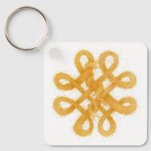 Gold Celtic Knot Square Aluminum Keychain
