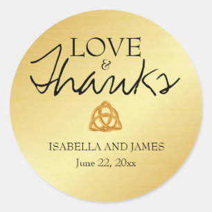 Gold Celtic Knot Wedding Sticker Custom Thank You
