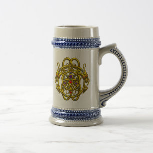 GOLD CELTIC KNOTS WITH TWIN DRAGONS BEER STEIN