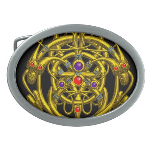 GOLD CELTIC KNOTS WITH TWIN DRAGONS BELT BUCKLE