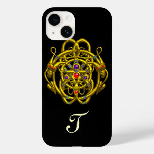 GOLD CELTIC KNOTS WITH TWIN DRAGONS Black Case-Mate iPhone 14 Case