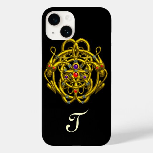 GOLD CELTIC KNOTS WITH TWIN DRAGONS Black Case_Mate iPhone 14 Case