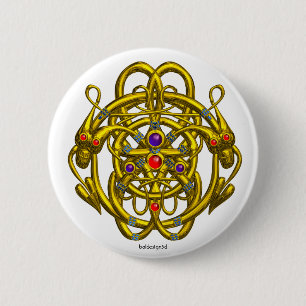 GOLD CELTIC KNOTS WITH TWIN DRAGONS BUTTON