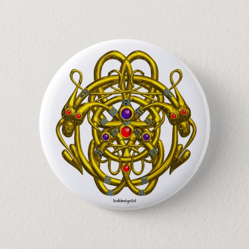 GOLD CELTIC KNOTS WITH TWIN DRAGONS BUTTON