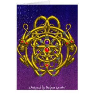 GOLD CELTIC KNOTS WITH TWIN DRAGONS CARDS