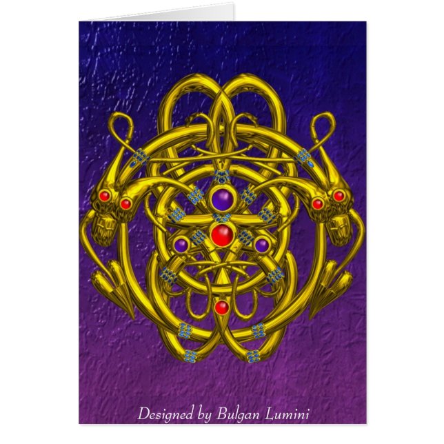 GOLD CELTIC KNOTS WITH TWIN DRAGONS CARDS (Front)