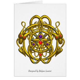 GOLD CELTIC KNOTS WITH TWIN DRAGONS CARDS