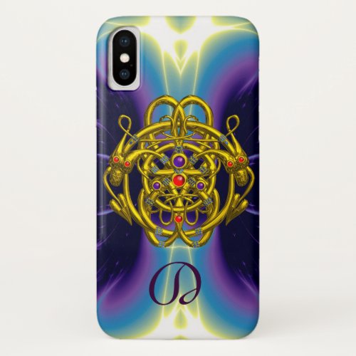 GOLD CELTIC KNOTS WITH TWIN DRAGONS iPhone X CASE
