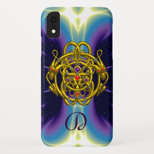 GOLD CELTIC KNOTS WITH TWIN DRAGONS iPhone XR CASE