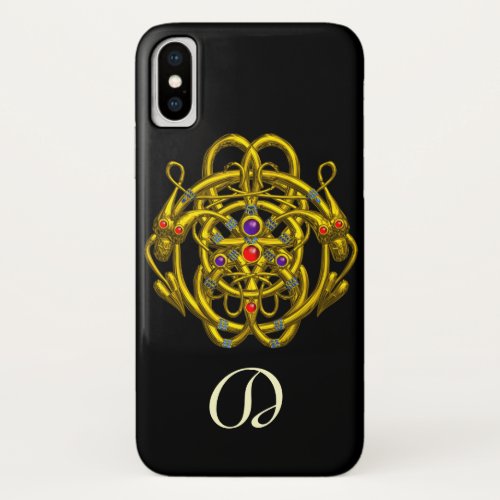 GOLD CELTIC KNOTS WITH TWIN DRAGONS iPhone X CASE