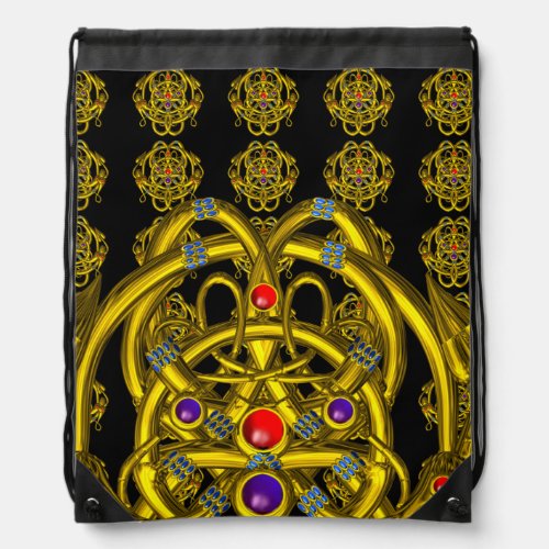 GOLD CELTIC KNOTS WITH TWIN DRAGONS DRAWSTRING BAG