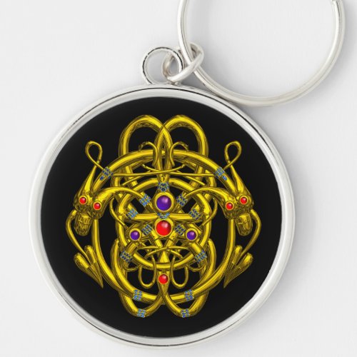 GOLD CELTIC KNOTS WITH TWIN DRAGONS KEYCHAIN