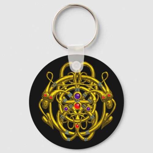 GOLD CELTIC KNOTS WITH TWIN DRAGONS KEYCHAIN