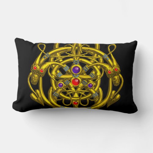 GOLD CELTIC KNOTS WITH TWIN DRAGONS LUMBAR PILLOW
