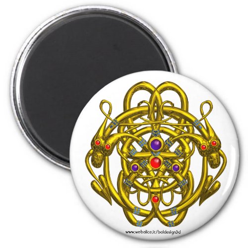 GOLD CELTIC KNOTS WITH TWIN DRAGONS MAGNET