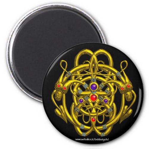 GOLD CELTIC KNOTS WITH TWIN DRAGONS MAGNET