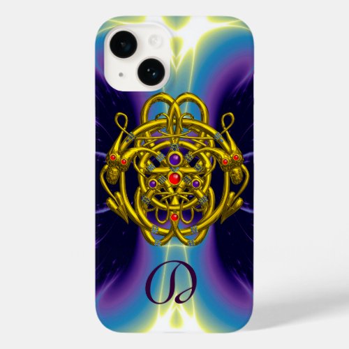 GOLD CELTIC KNOTS WITH TWIN DRAGONS MONOGRAM Case_Mate iPhone 14 CASE