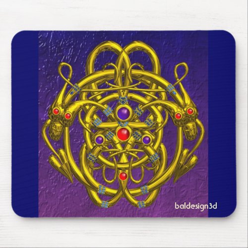 GOLD CELTIC KNOTS WITH TWIN DRAGONS MOUSE PAD