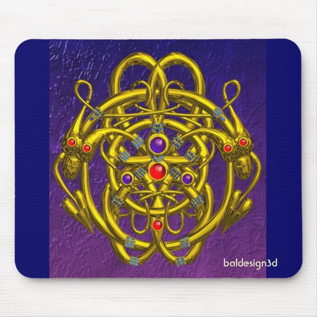 GOLD CELTIC KNOTS WITH TWIN DRAGONS MOUSE PAD (Front)