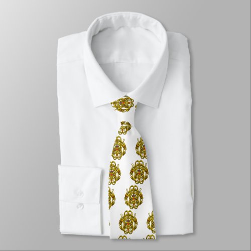 GOLD CELTIC KNOTS WITH TWIN DRAGONS NECK TIE