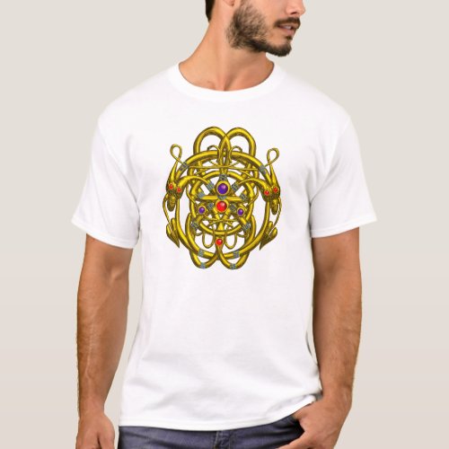 GOLD CELTIC KNOTS WITH TWIN DRAGONS T_Shirt