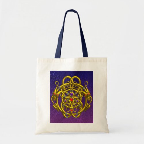 GOLD CELTIC KNOTS WITH TWIN DRAGONS TOTE BAG