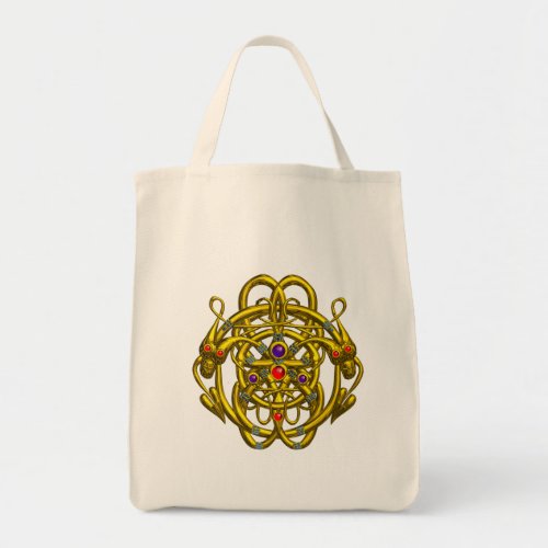 GOLD CELTIC KNOTS WITH TWIN DRAGONS TOTE BAG