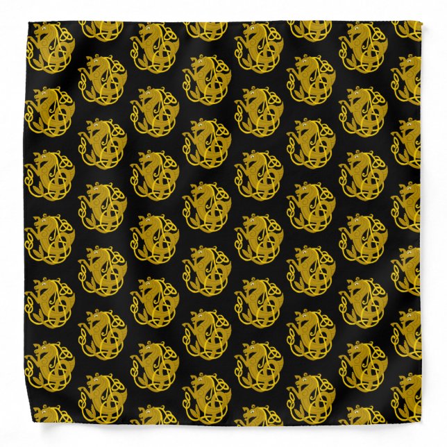 Gold Celtic Seahorse Bandana (Front)