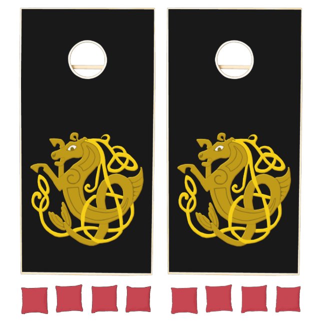 Gold Celtic Seahorse Cornhole Set (Set)