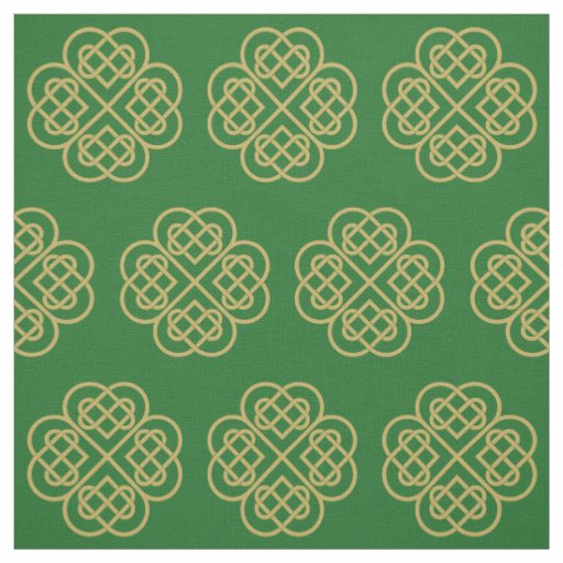 Gold Celtic Shamrock Pattern Fabric