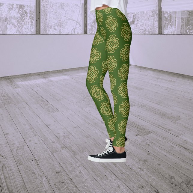 Gold Celtic Shamrock Pattern  Leggings (Creator Uploaded)