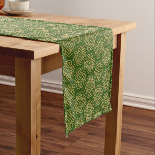 Gold Celtic Shamrock Pattern Short Table Runner