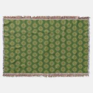 Gold Celtic Shamrock Pattern Throw Blanket